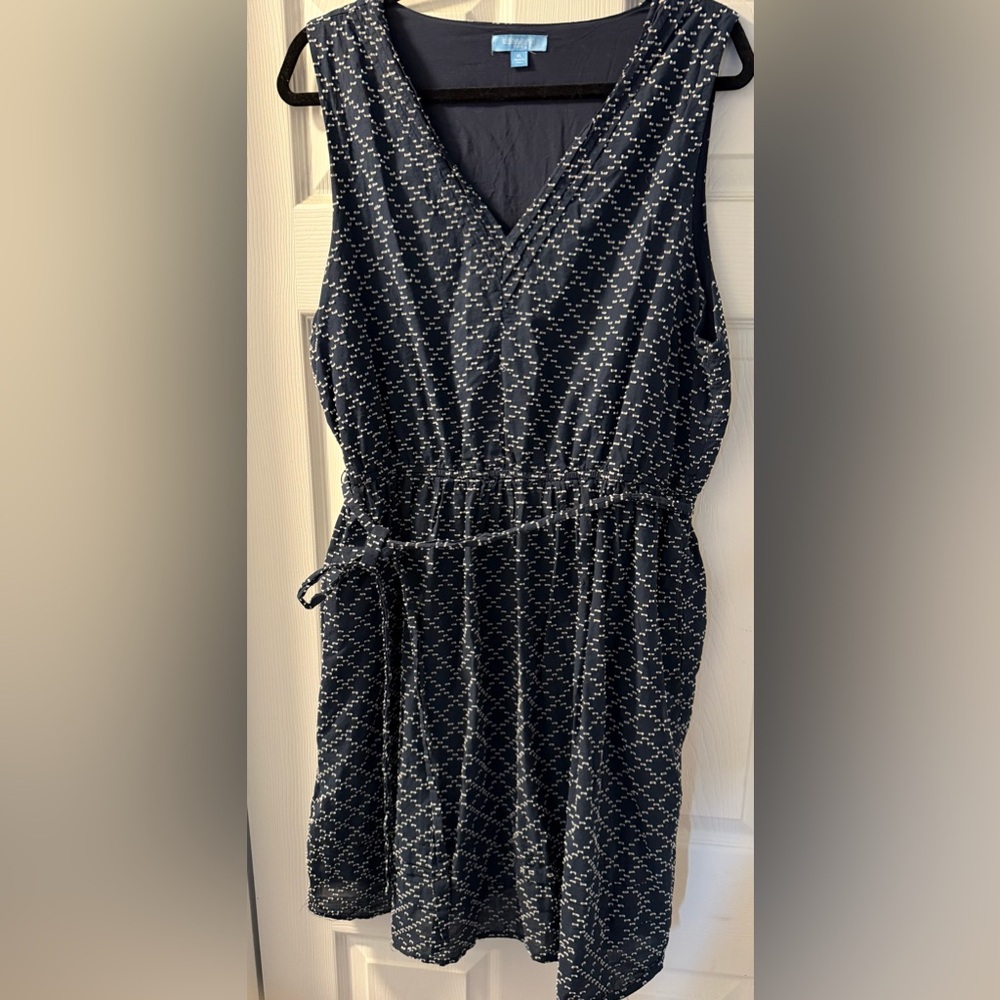 Draper James Navy and White Patterned Dress